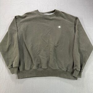 Vintage Champion Sweatshirt Mens XL Olive Green Crewneck Pullover Embroidered